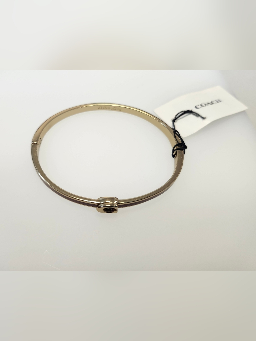 NWT Coach Brown/Gold-Tone Signature C Enamel Bangle Bracelet - Picture 4 of 6